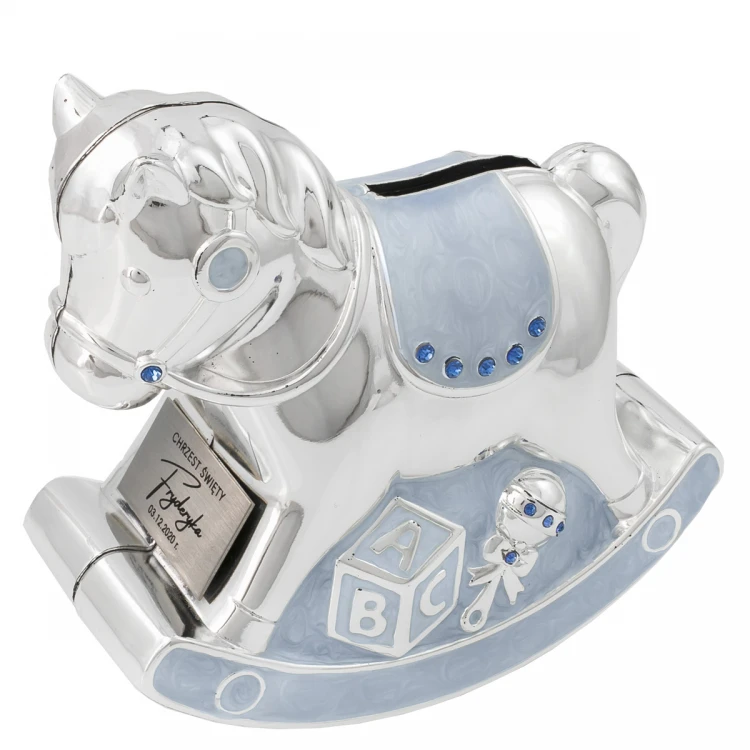 Blue Pony Pearl Clay Money Box - Holy Baptism Souvenir - SKR006