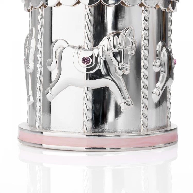 Piggy Bank - Pink Carousel made of Mother-of-Pearl - Holy Baptism Souvenir - SKR008
