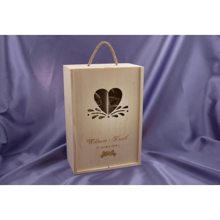 Wooden Box with Glasses for Wedding or Anniversary - SK01