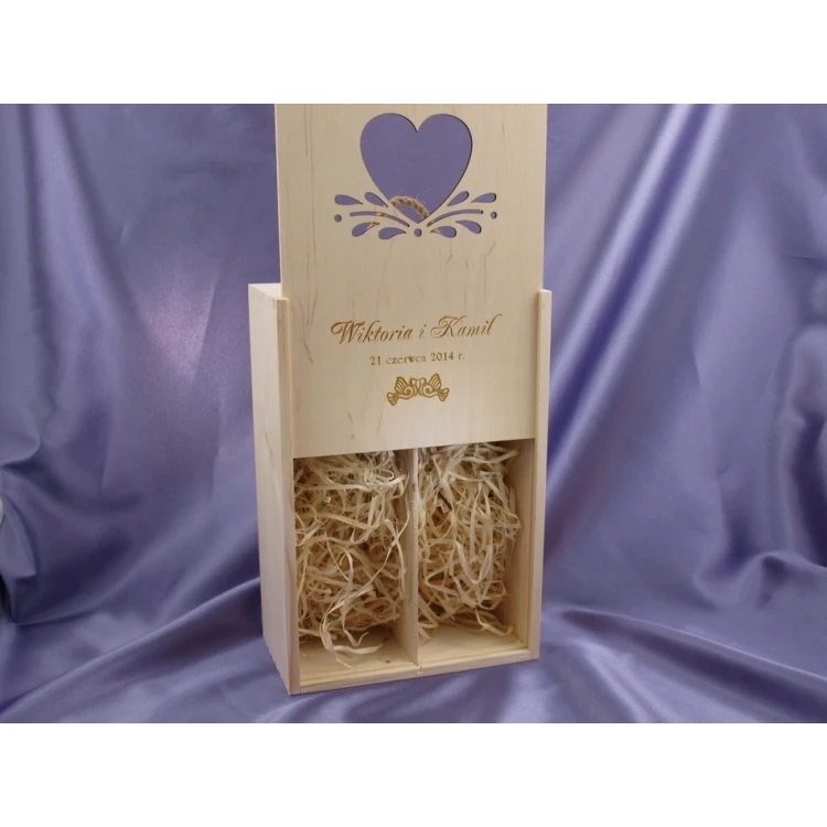 Wooden Box with Glasses for Wedding or Anniversary - SK01