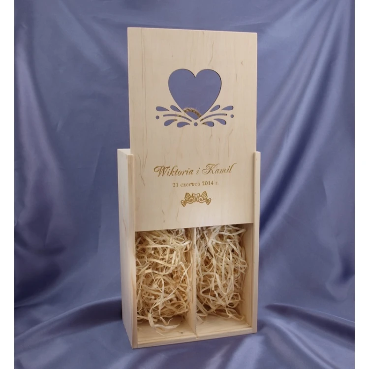 Wooden Box with Glasses for Wedding or Anniversary - SK01
