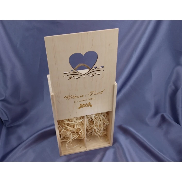 Wooden Box with Glasses for Wedding or Anniversary - SK01