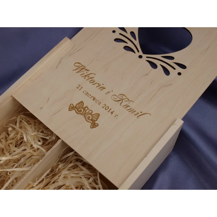 Wooden Box with Glasses for Wedding or Anniversary - SK01