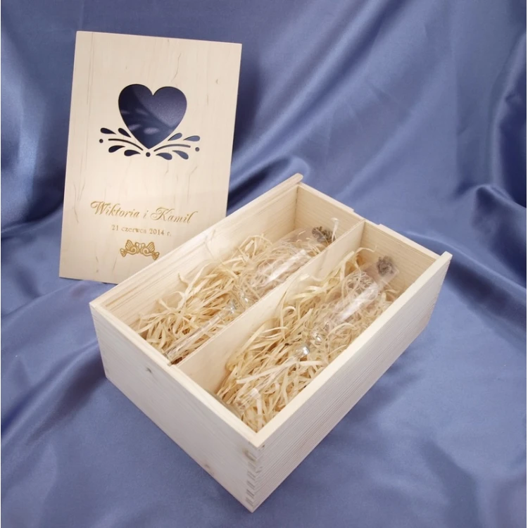 Wooden Box with Glasses for Wedding or Anniversary - SK01