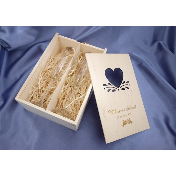 Wooden Box with Glasses for Wedding or Anniversary - SK01