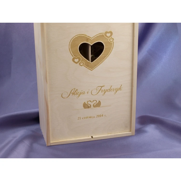 Wooden Box with Glasses for Wedding or Anniversary - SK02