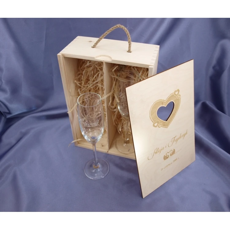 Wooden Box with Glasses for Wedding or Anniversary - SK02