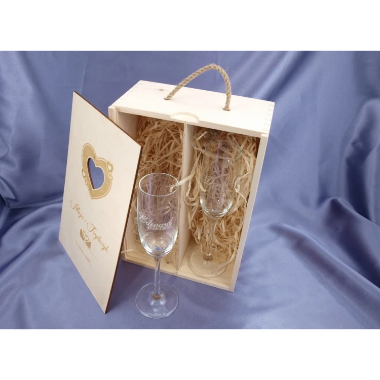 Wooden Box with Glasses for Wedding or Anniversary - SK02