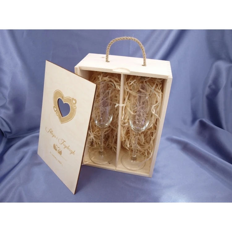 Wooden Box with Glasses for Wedding or Anniversary - SK02