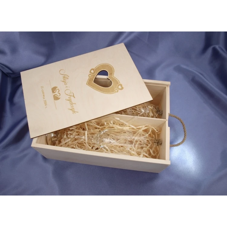 Wooden Box with Glasses for Wedding or Anniversary - SK02