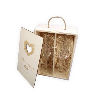 Wooden Box with Glasses for Wedding or Anniversary - SK02