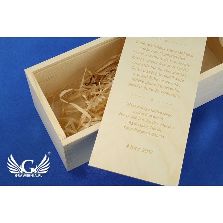 Alcohol box with logo, text or coat of arms