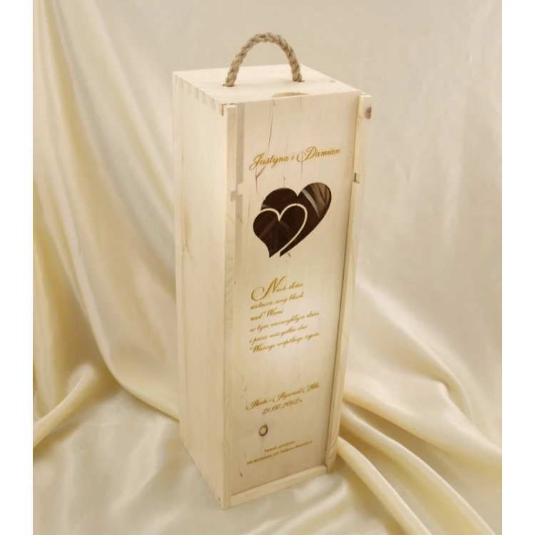Wine Box with a Window in the Shape of Connected Hearts