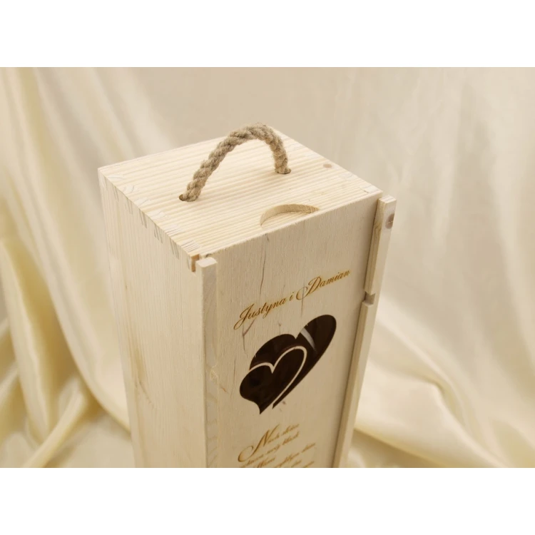 Wine Box with a Window in the Shape of Connected Hearts
