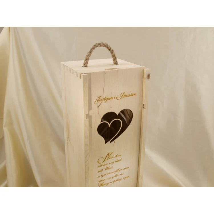 Wine Box with a Window in the Shape of Connected Hearts
