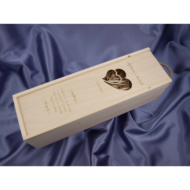 Wine Box with a Window in the Shape of Connected Hearts
