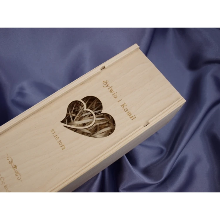 Wine Box with a Window in the Shape of Connected Hearts