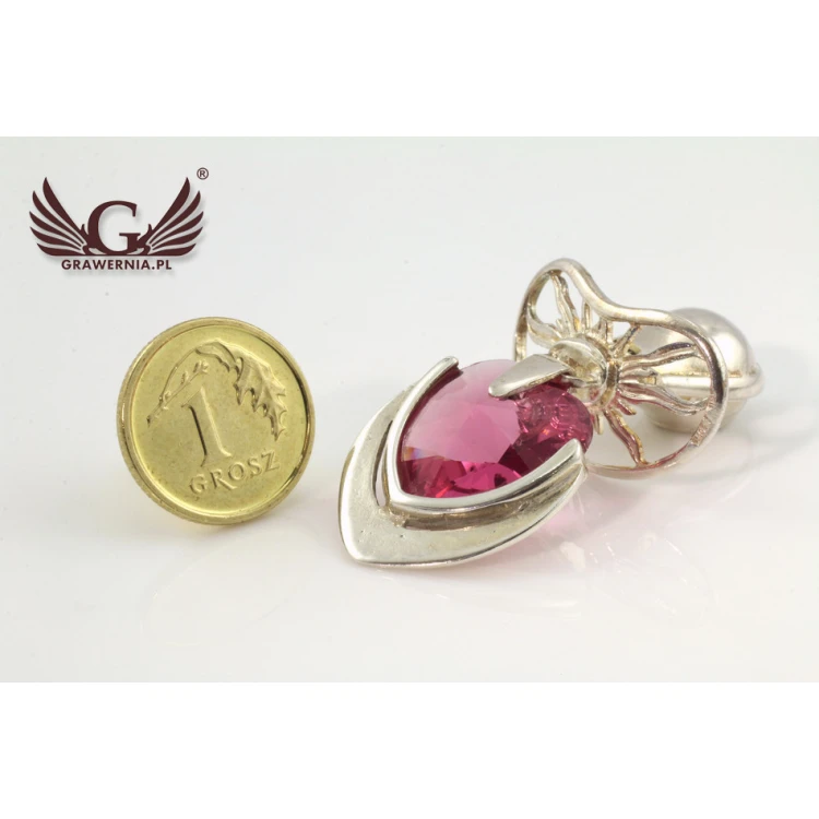 Silver Pacifier with Pink Crystal - SRB026 Pattern - Holy Baptism Souvenir