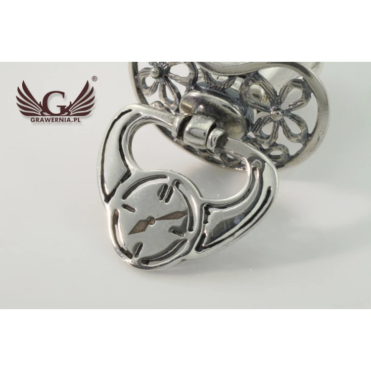 Silver pacifier with a milk tooth compartment - SRB010 design - Holy Baptism Keepsake