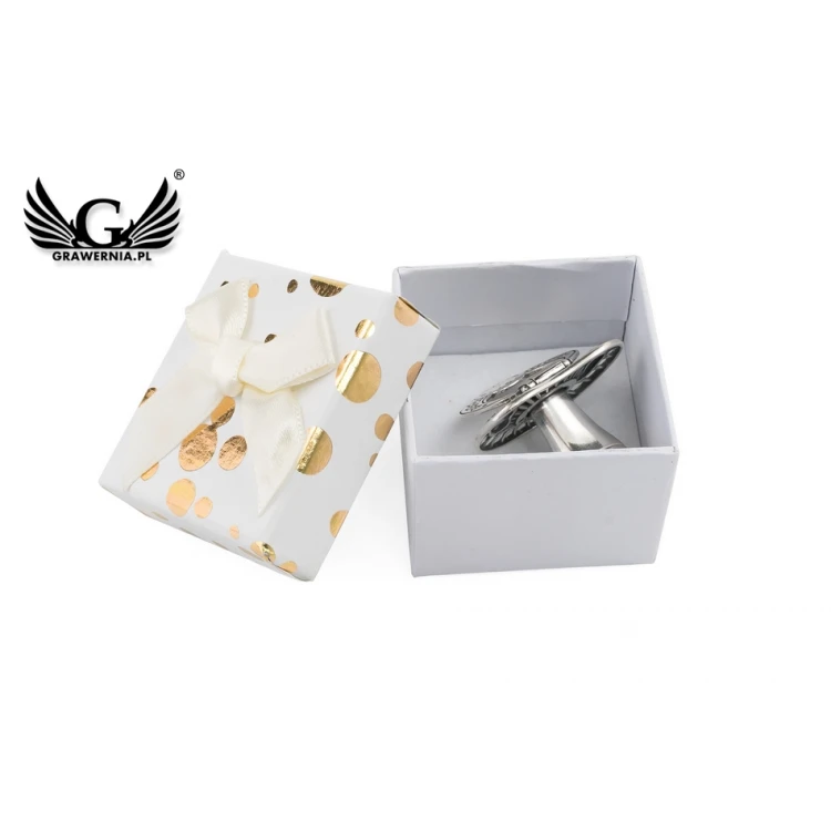 Silver pacifier with a compartment for a milk tooth - pattern SRB028 - Holy Baptism Souvenir