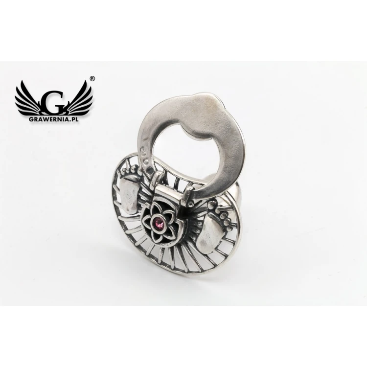 Silver pacifier with a compartment for a milk tooth - pattern SRB028 - Holy Baptism Souvenir