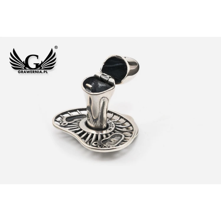 Silver pacifier with a compartment for a milk tooth - pattern SRB028 - Holy Baptism Souvenir