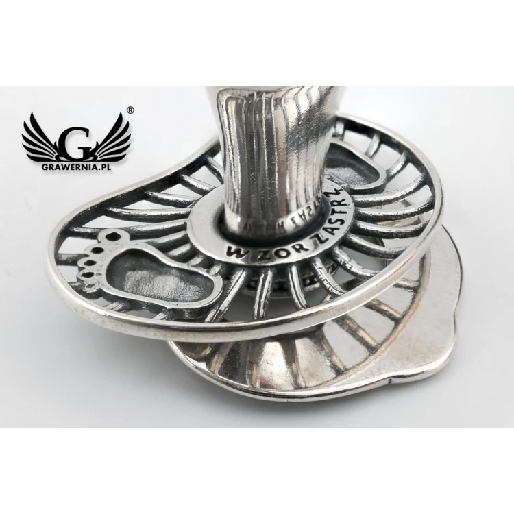 Silver pacifier with a compartment for a milk tooth - pattern SRB028 - Holy Baptism Souvenir