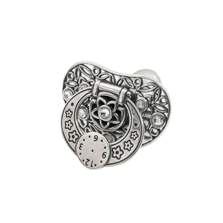 Silver Pacifier with Milk Tooth Compartment - SRB036 Design - Holy Baptism Keepsake