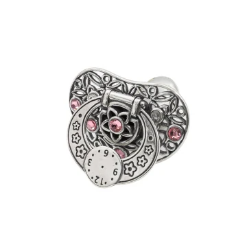 Silver Pacifier with Milk Tooth Compartment - SRB037 Design - Holy Baptism Keepsake