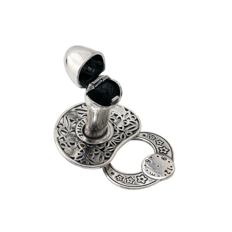 Silver Pacifier with Milk Tooth Compartment - SRB037 Design - Holy Baptism Keepsake