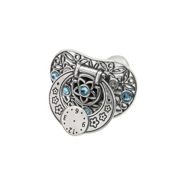 Silver Pacifier with Milk Tooth Compartment - SRB038 Design - Holy Baptism Keepsake