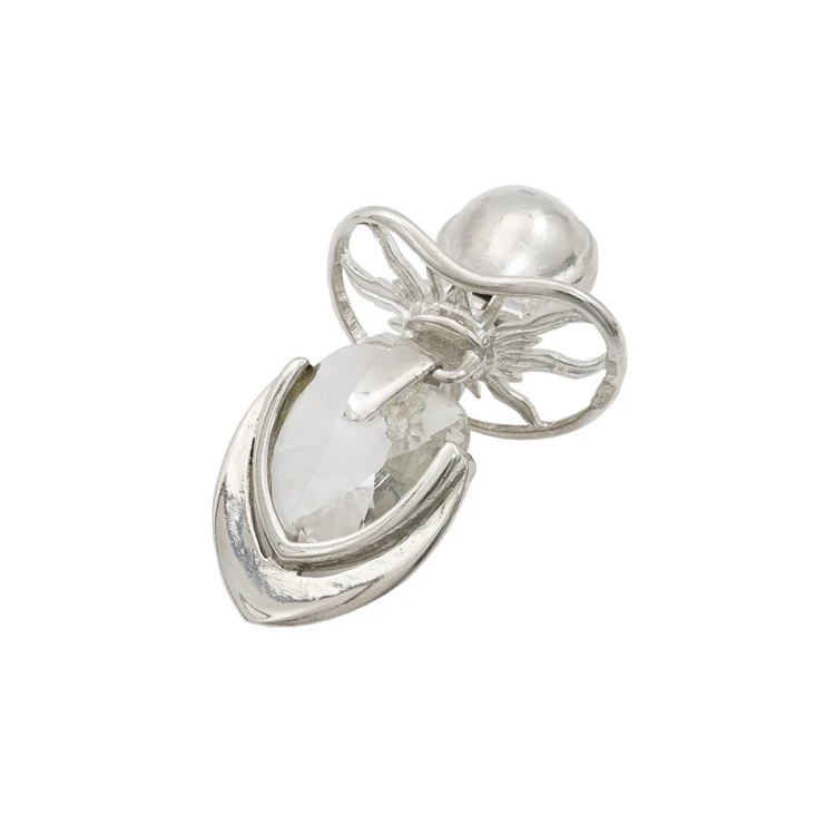 Silver pacifier with a milk tooth compartment - SRB039 design - Holy Baptism Souvenir