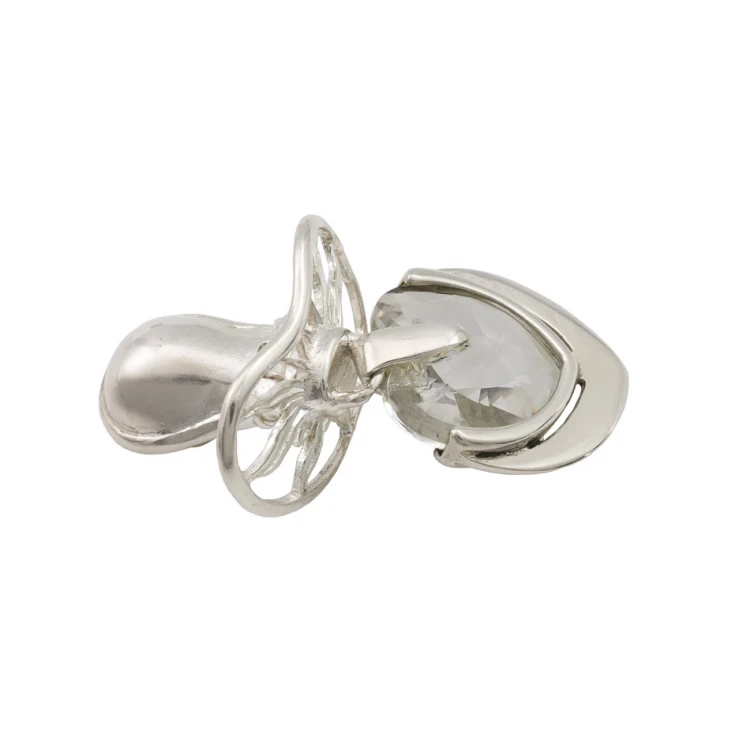 Silver pacifier with a milk tooth compartment - SRB039 design - Holy Baptism Souvenir