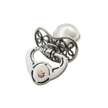 Silver pacifier with a milk tooth compartment - SRB044 pattern - Holy Baptism Souvenir