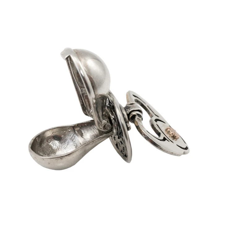 Silver pacifier with a milk tooth compartment - SRB044 pattern - Holy Baptism Souvenir