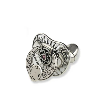 Silver pacifier with a compartment for a milk tooth - pattern SRB028 - Holy Baptism Souvenir