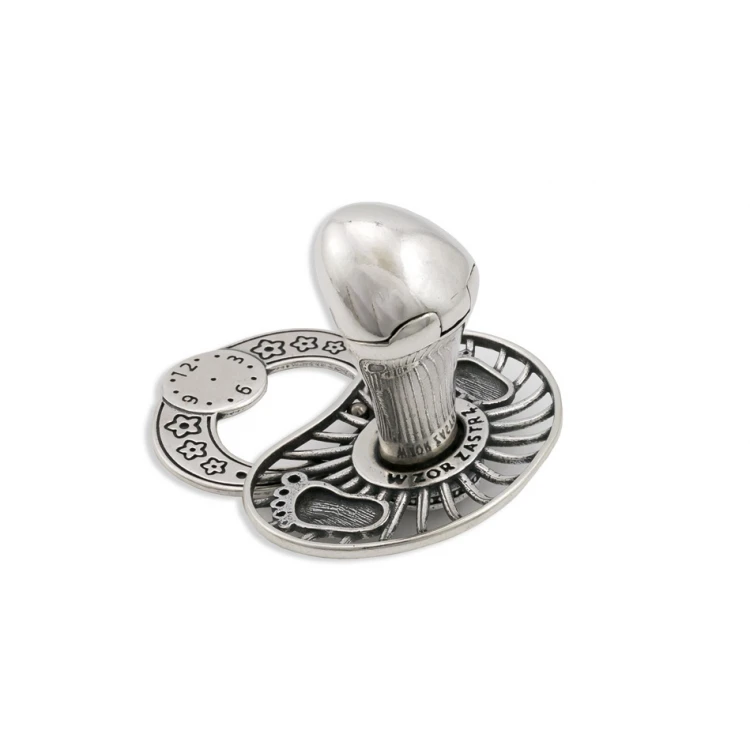 Silver pacifier with a milk tooth compartment - SRB048 design - Holy Baptism Keepsake