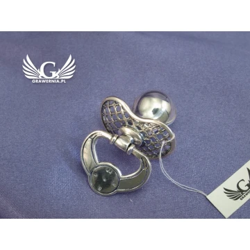 Silver Pacifier with Milk Tooth Compartment - SRB017 Design - Holy Baptism Keepsake