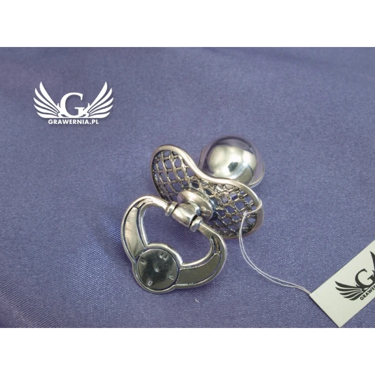 Silver Pacifier with Milk Tooth Compartment - SRB017 Design - Holy Baptism Keepsake