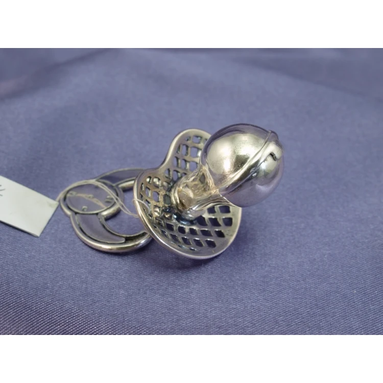 Silver Pacifier with Milk Tooth Compartment - SRB017 Design - Holy Baptism Keepsake