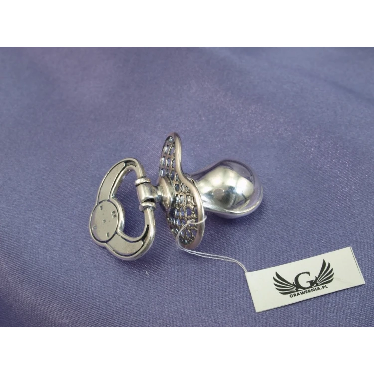 Silver Pacifier with Milk Tooth Compartment - SRB017 Design - Holy Baptism Keepsake