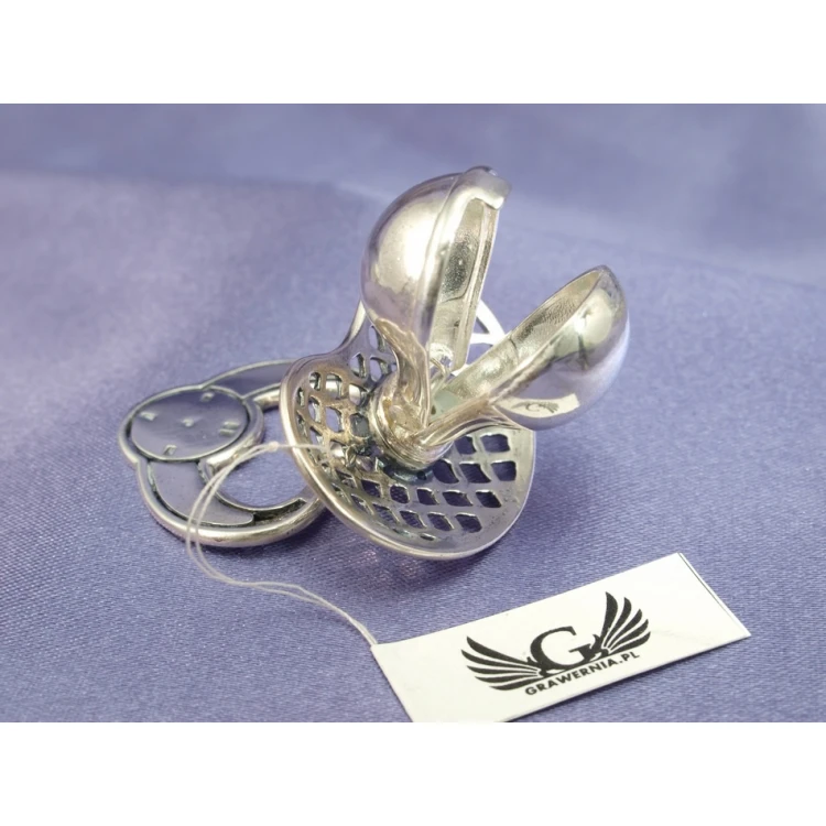 Silver Pacifier with Milk Tooth Compartment - SRB017 Design - Holy Baptism Keepsake