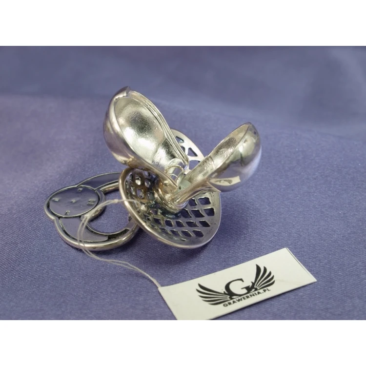 Silver Pacifier with Milk Tooth Compartment - SRB017 Design - Holy Baptism Keepsake
