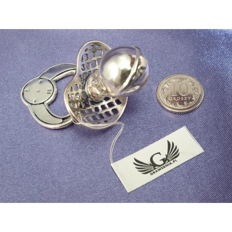 Silver Pacifier with Milk Tooth Compartment - SRB017 Design - Holy Baptism Keepsake