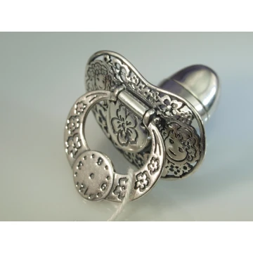 Silver pacifier with a milk tooth compartment - SRB016 design - Holy Baptism Keepsake