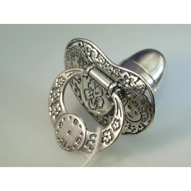 Silver pacifier with a milk tooth compartment - SRB016 design - Holy Baptism Keepsake