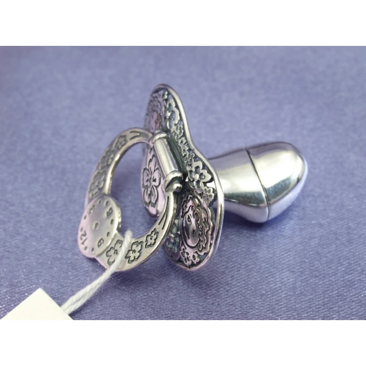 Silver pacifier with a milk tooth compartment - SRB016 design - Holy Baptism Keepsake