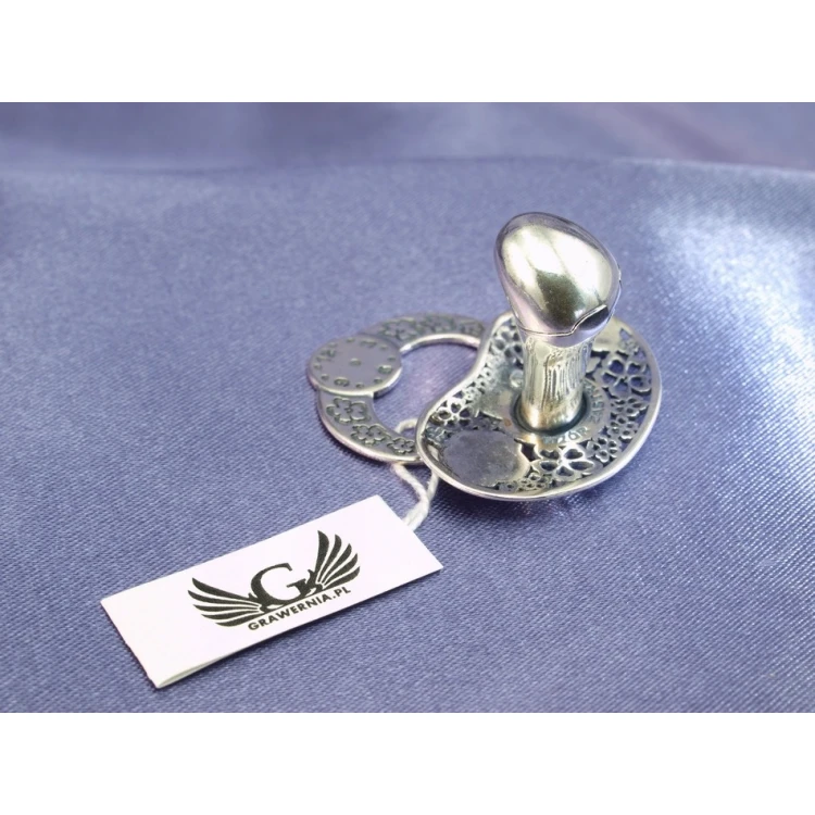 Silver pacifier with a milk tooth compartment - SRB016 design - Holy Baptism Keepsake
