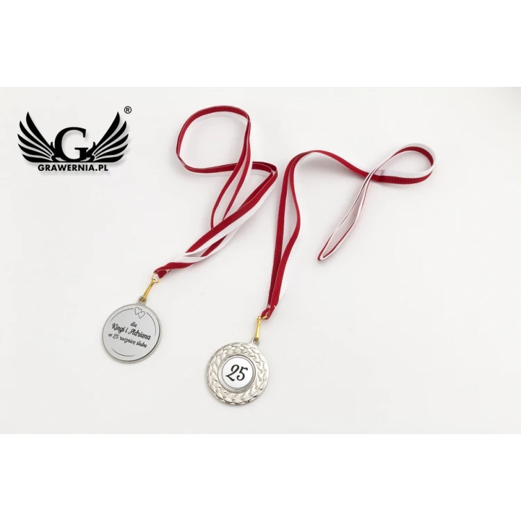 Silver Medals for 25th Silver Wedding Anniversary - Set in Wooden Case - MGR004