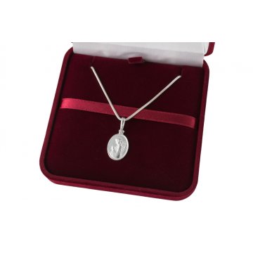 Silver medallion with chain - Guardian Angel with any engraving - SRB047